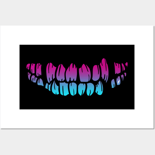 Cool Monster Mouth Teeth Vaporwave Wall Art by aaallsmiles